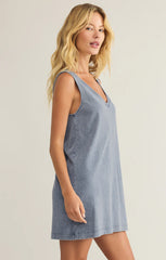 Z SUPPLY SLOANE V-NECK JERSEY DENIM MINI DRESS