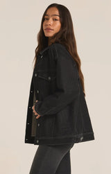 MILES PERFECT KNIT DENIM JACKET IN BLACK SAND