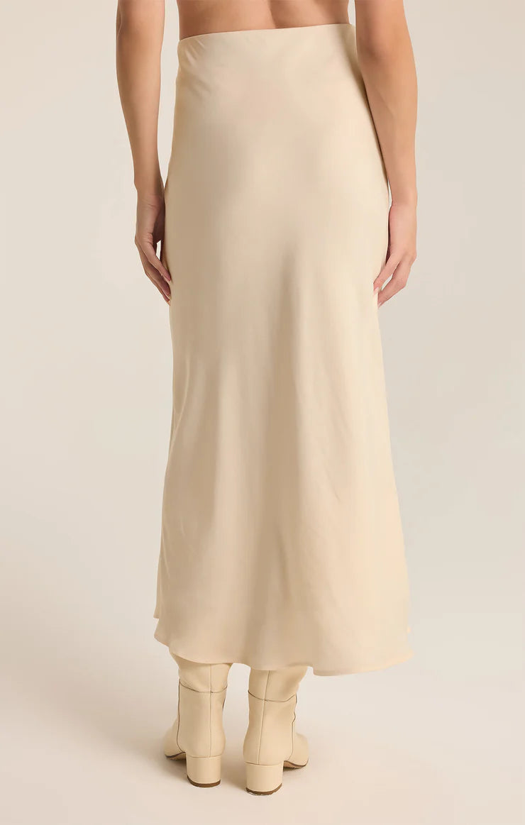 Z SUPPLY EUROPA LUXE SHEEN MIDI SKIRT IN SEA SALT