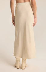 Z SUPPLY EUROPA LUXE SHEEN MIDI SKIRT IN SEA SALT