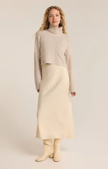 Z SUPPLY EUROPA LUXE SHEEN MIDI SKIRT IN SEA SALT