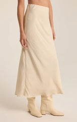 Z SUPPLY EUROPA LUXE SHEEN MIDI SKIRT IN SEA SALT