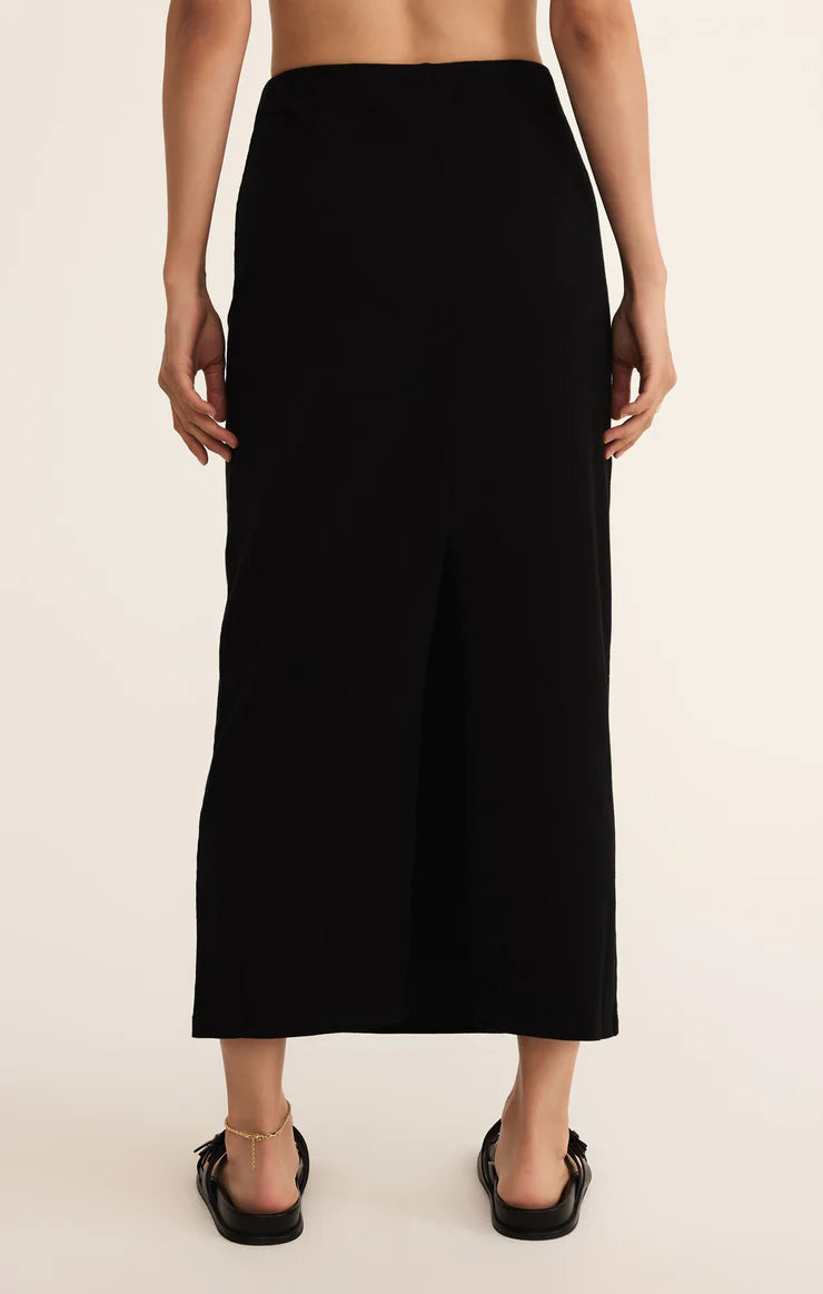 Z SUPPLY GAIL MIDI SKIRT IN TRUE BLACK