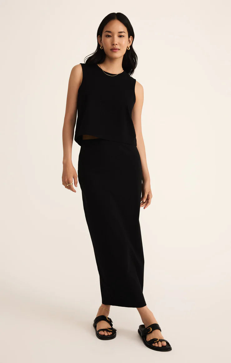 SLOANE COTTON JERSEY TANK IN TRUE BLACK