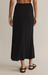 Z SUPPLY DELAVINE TEXTURED MIDI SKIRT IN BLACK