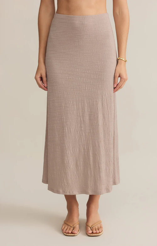 Z SUPPLY DELAVINE TEXTURED MIDI SKIRT IN PARCHMENT