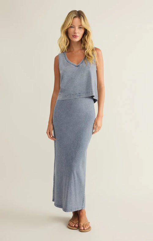 Z SUPPLY GAIL JERSEY DENIM MIDI SKIRT