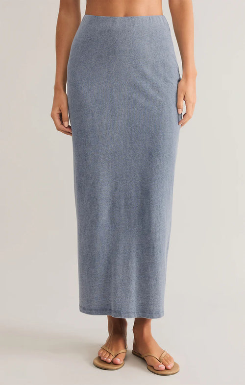 Z SUPPLY GAIL JERSEY DENIM MIDI SKIRT