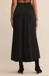 NORTHEPOINT SATIN MIDI SKIRT IN BLACK