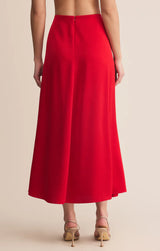 NORTHEPOINT SATIN MIDI SKIRT IN FESTIVE RED