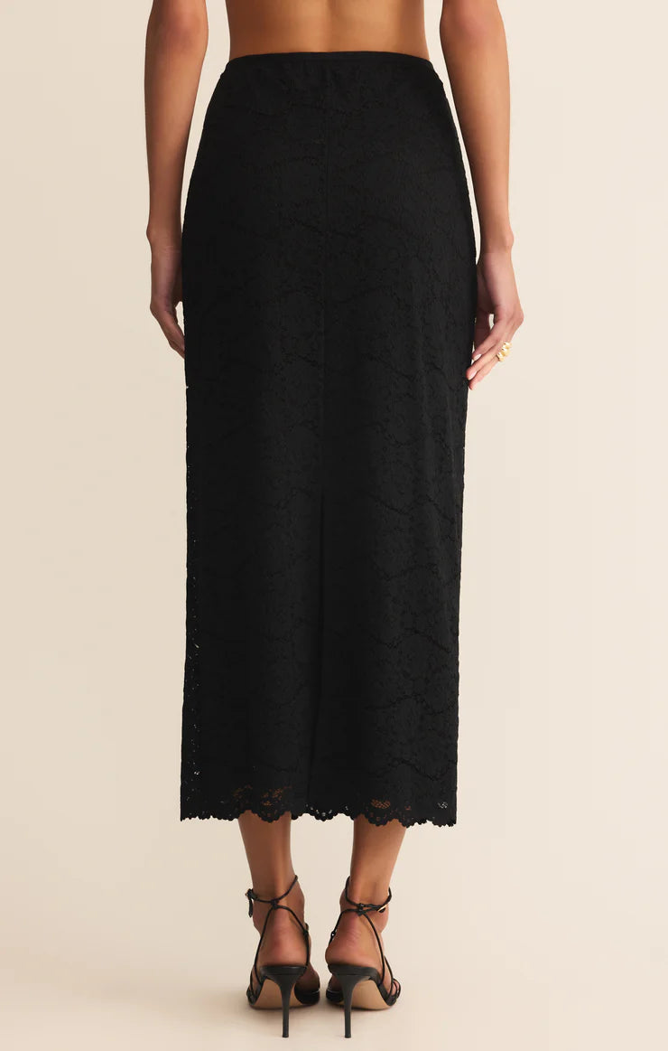 VIA LACE MIDI SKIRT IN BLACK