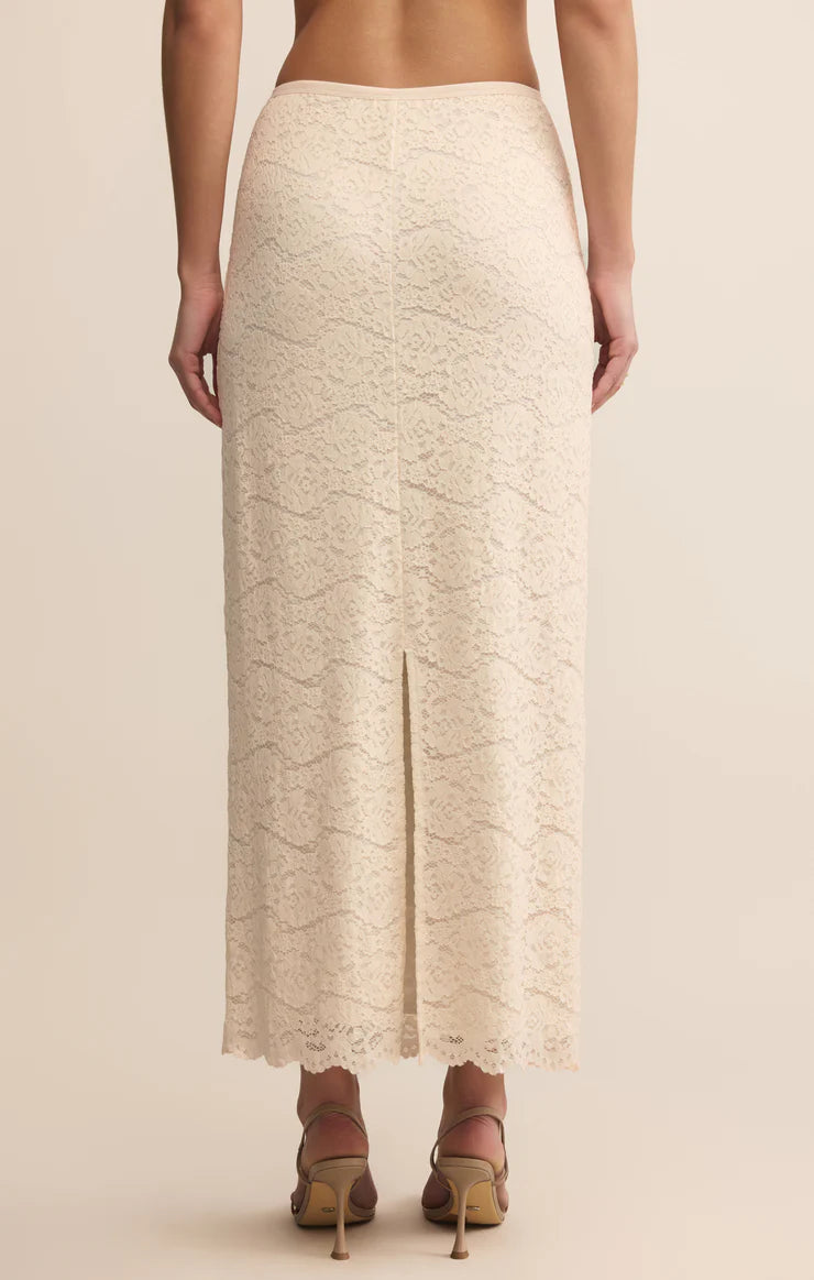 VIA LACE MIDI SKIRT IN CLOUD