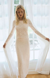 VIA LACE MIDI SKIRT IN CLOUD