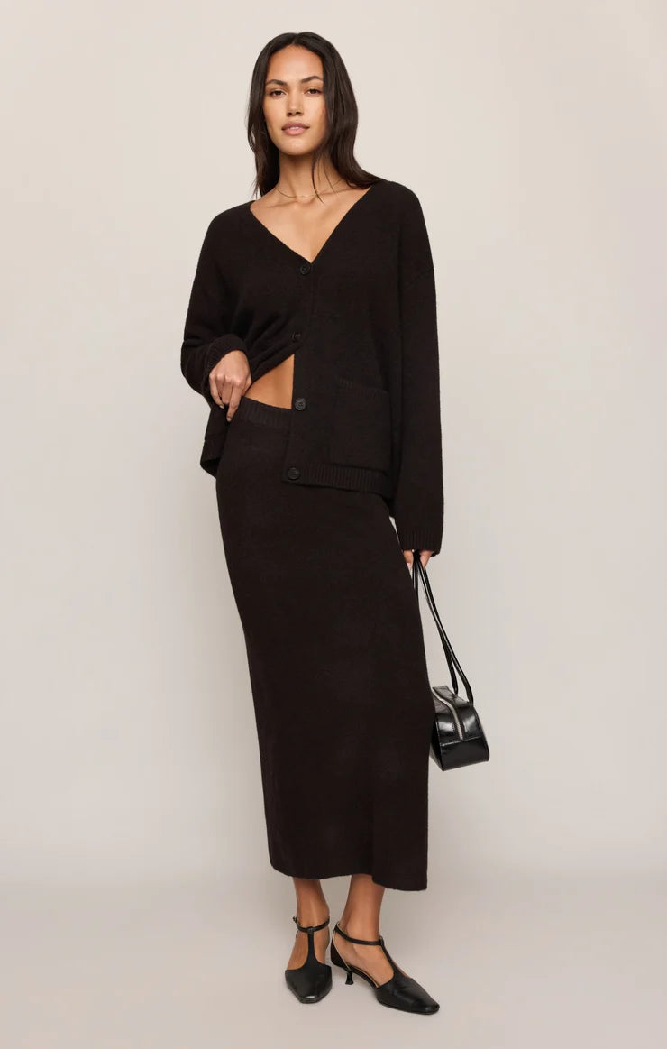 Cozy Moment Sweater Midi Skirt in Dark Roast