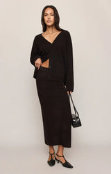 Cozy Moment Sweater Midi Skirt in Dark Roast