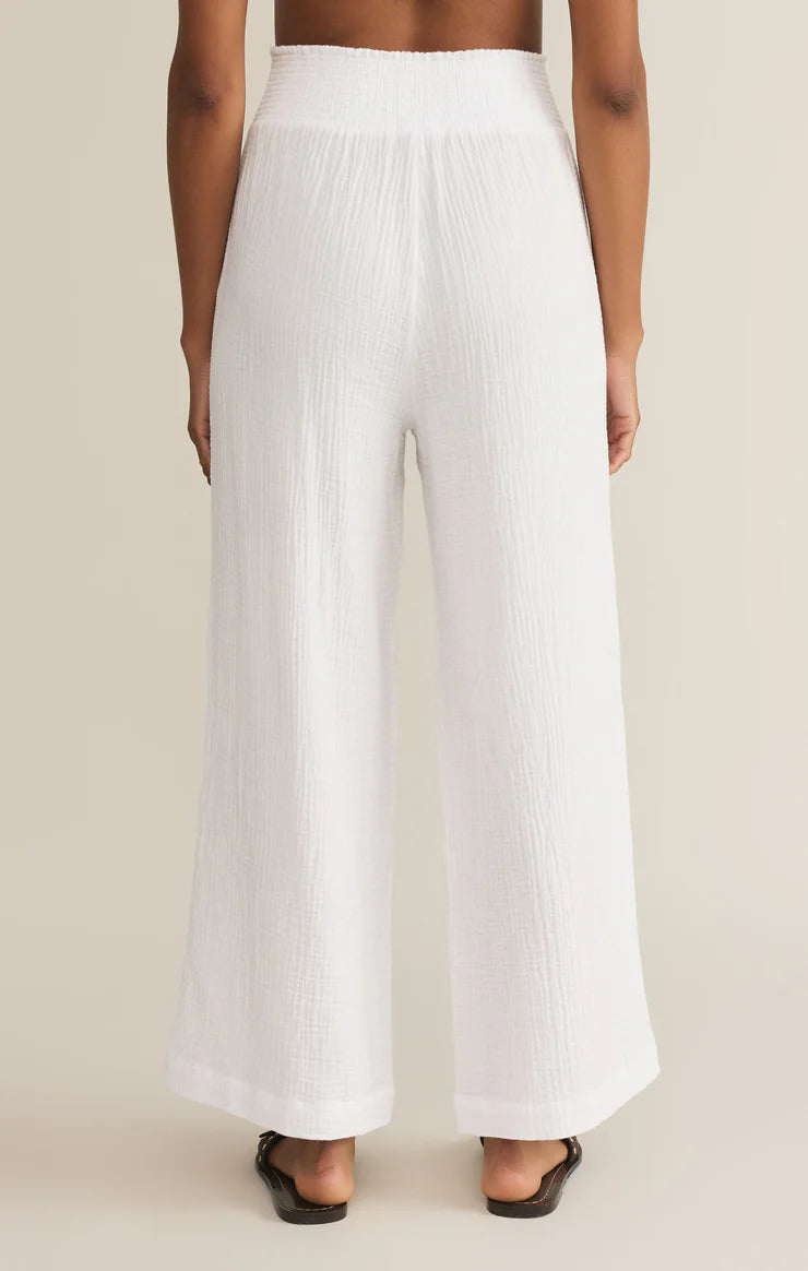 Z SUPPLY CASSIDY FULL LENGTH GAUZE PANT IN WHITE