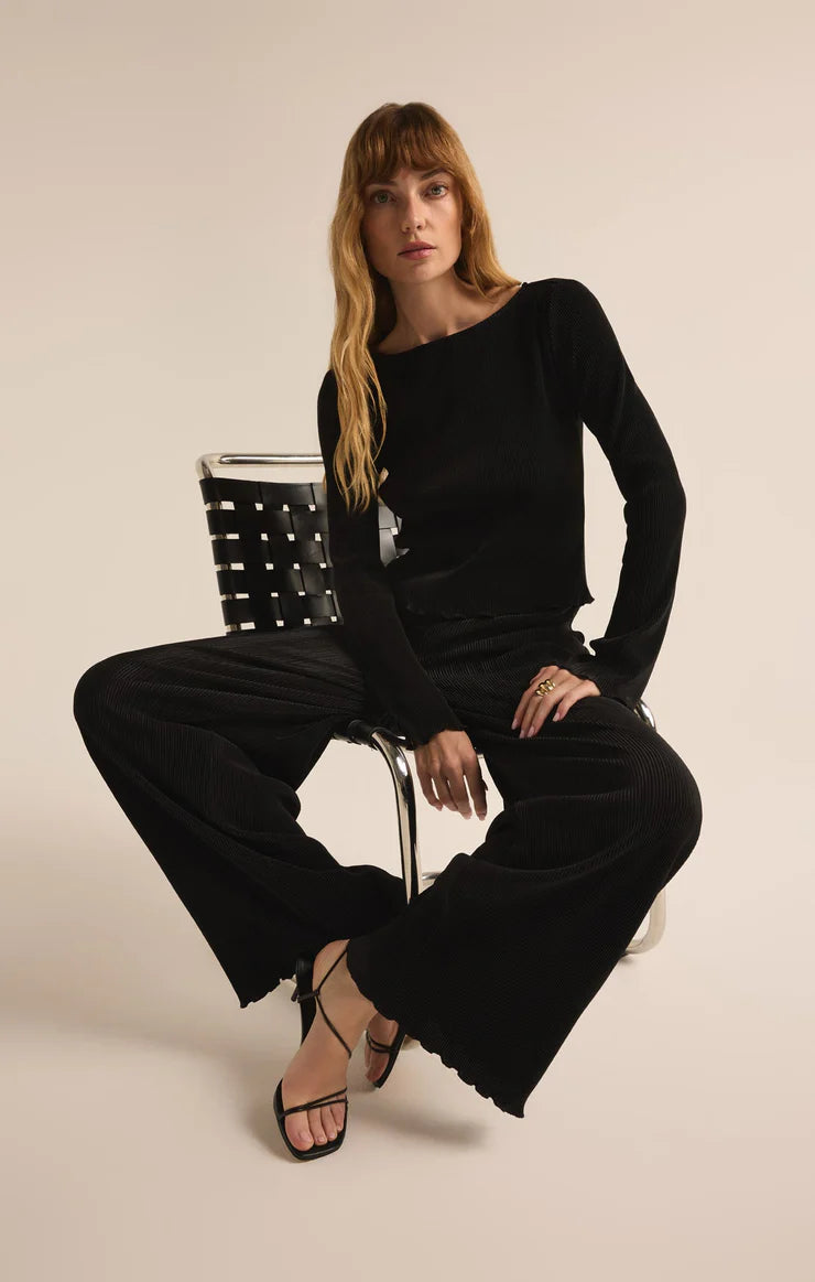 VERONICA PLEATED BOAT NECK TOP