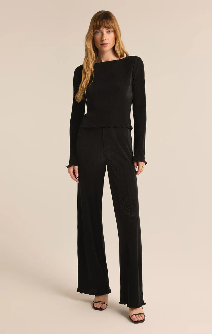 VERONICA PLEATED BOAT NECK TOP
