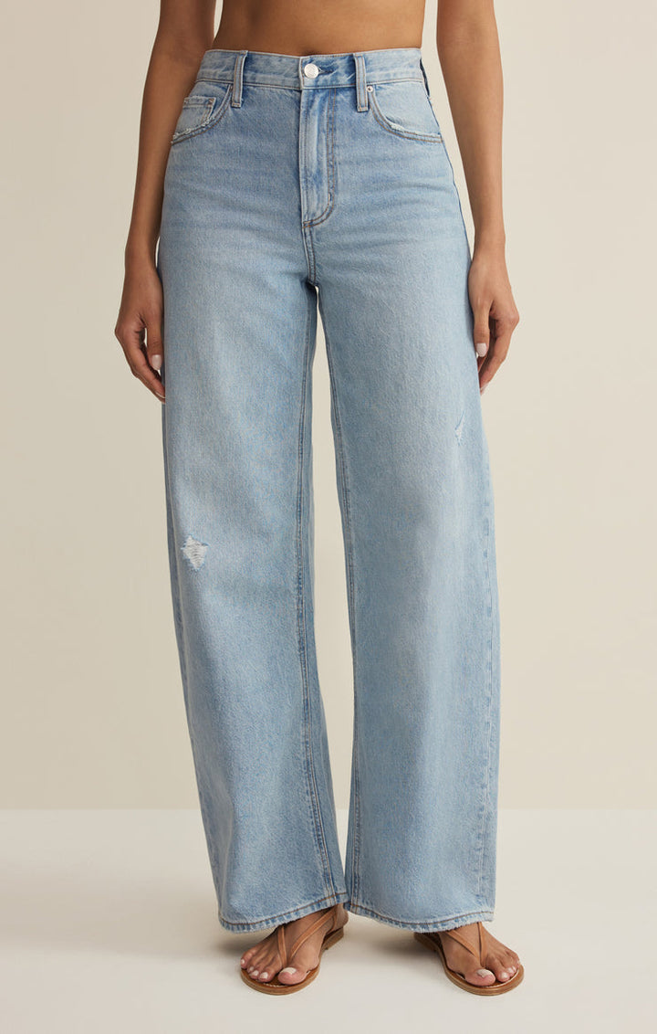 REMI HIGH RISE DENIM BOWED PANT