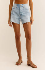 Z SUPPLY EVERYDAY HI-RISE DENIM SHORT IN SUN BLEACHED INDIGO
