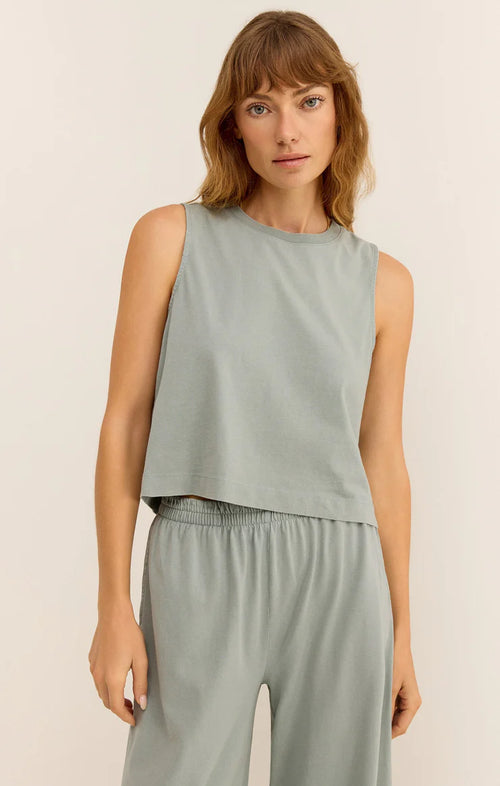 Z SUPPLY SLOANE COTTON JERSEY TANK IN HARBOR GRAY
