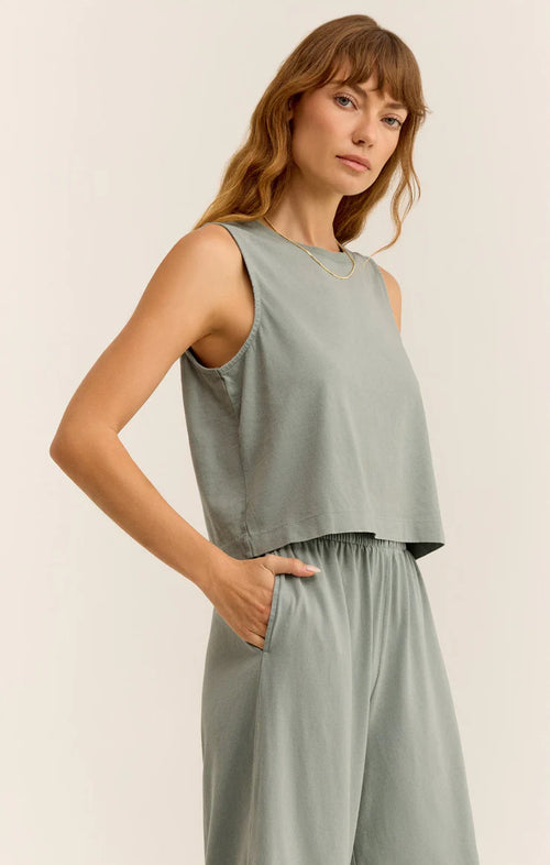 Z SUPPLY SLOANE COTTON JERSEY TANK IN HARBOR GRAY