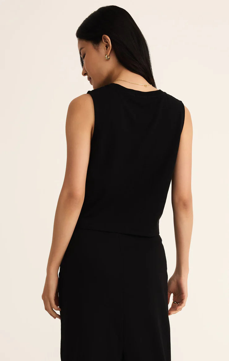 SLOANE COTTON JERSEY TANK IN TRUE BLACK