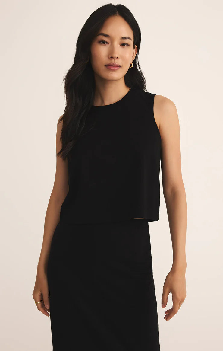 SLOANE COTTON JERSEY TANK IN TRUE BLACK