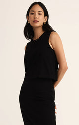 SLOANE COTTON JERSEY TANK IN TRUE BLACK