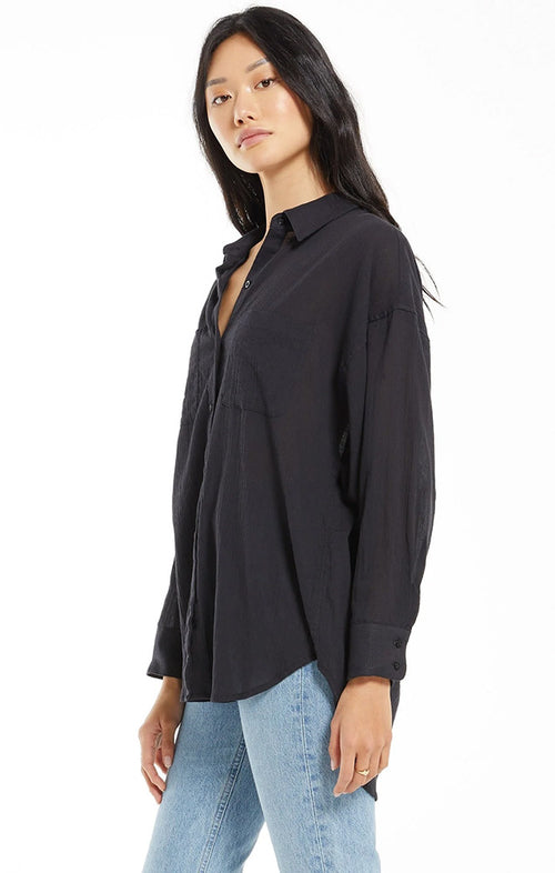 Z SUPPLY LALO BUTTON-UP IN BLACK