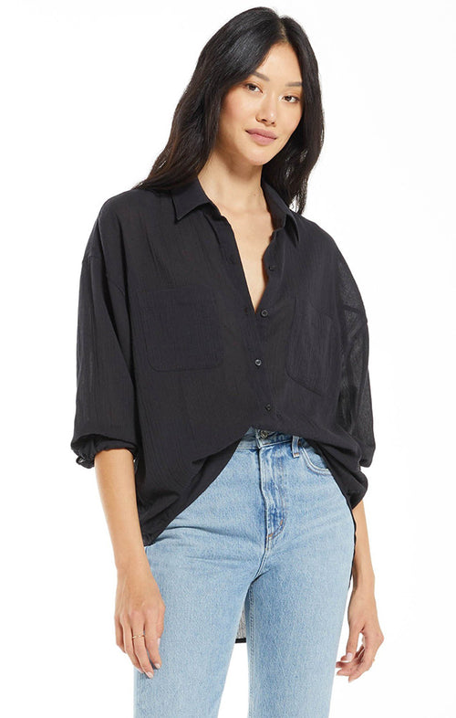 Z SUPPLY LALO BUTTON-UP IN BLACK