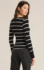 Z SUPPLY SCARLETT RIB STRIPE HENLEY IN BLACK