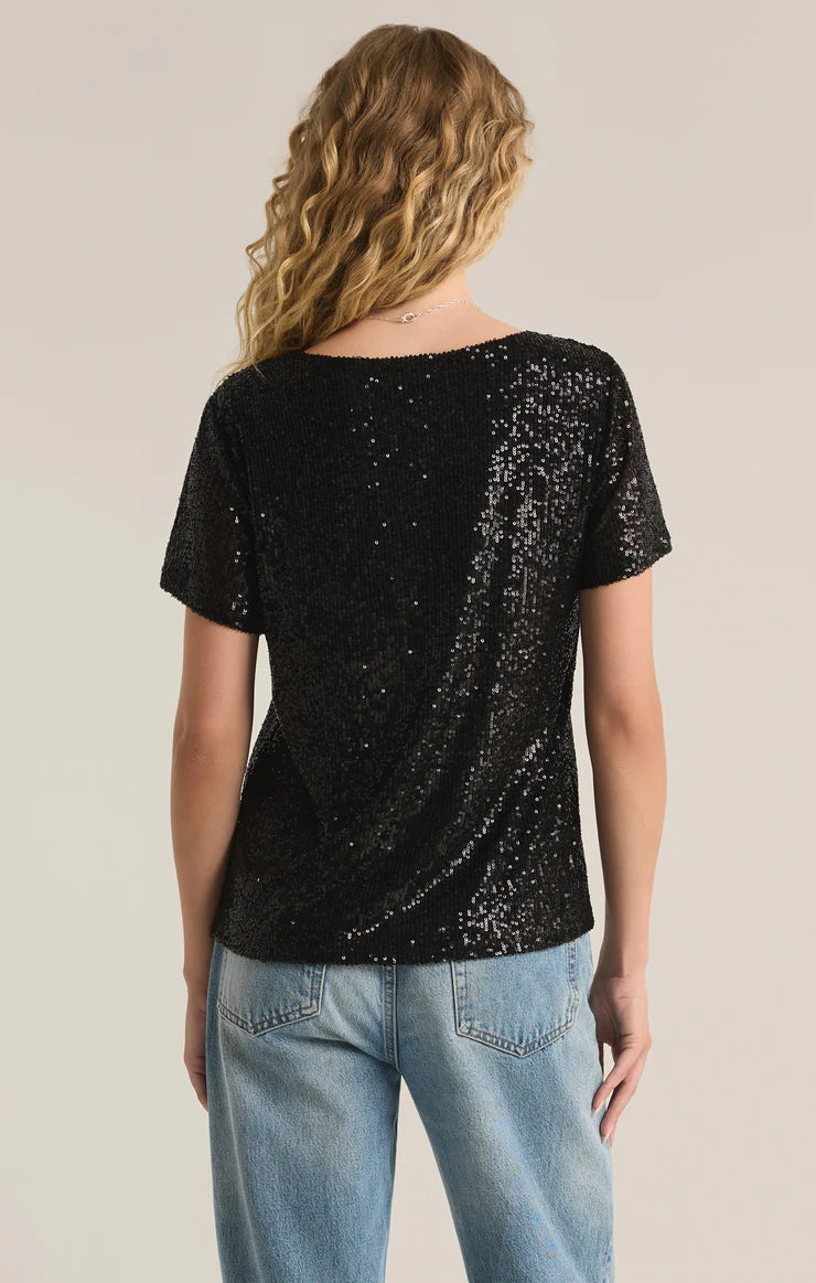 MARBELLA V-NECK SEQUIN TOP