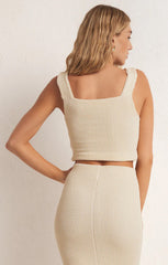 Z SUPPLY ANDEZ CRINKLE STRETCH KNIT TANK IN SANDSTONE