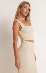 Z SUPPLY ANDEZ CRINKLE STRETCH KNIT TANK IN SANDSTONE
