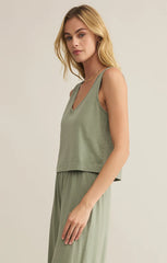 Z SUPPLY SLOANE V-NECK TOP IN AVOCADO