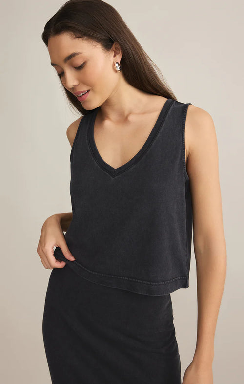 Z SUPPLY SLOANE V-NECK TOP IN BLACK