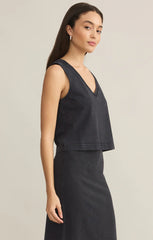 Z SUPPLY SLOANE V-NECK TOP IN BLACK