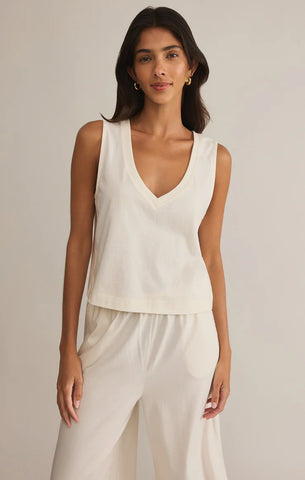 Z SUPPLY SWAY TEXTURED SLUB CROPPED TEE IN PARCHMENT