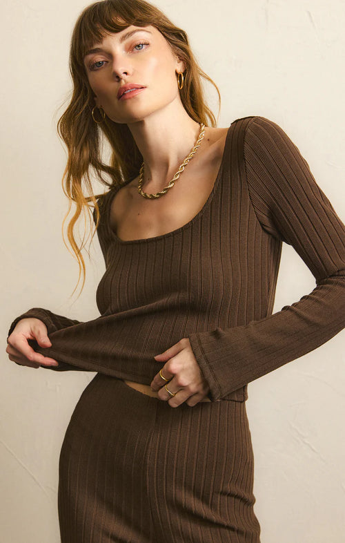 Z SUPPLY MADELINE RIB LONG SLEEVE TOP