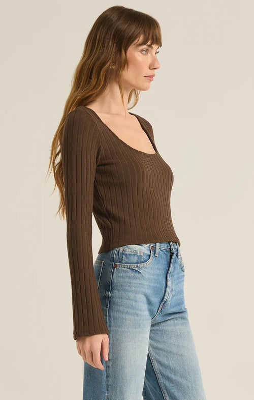 Z SUPPLY MADELINE RIB LONG SLEEVE TOP