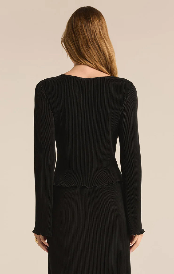 VERONICA PLEATED BOAT NECK TOP