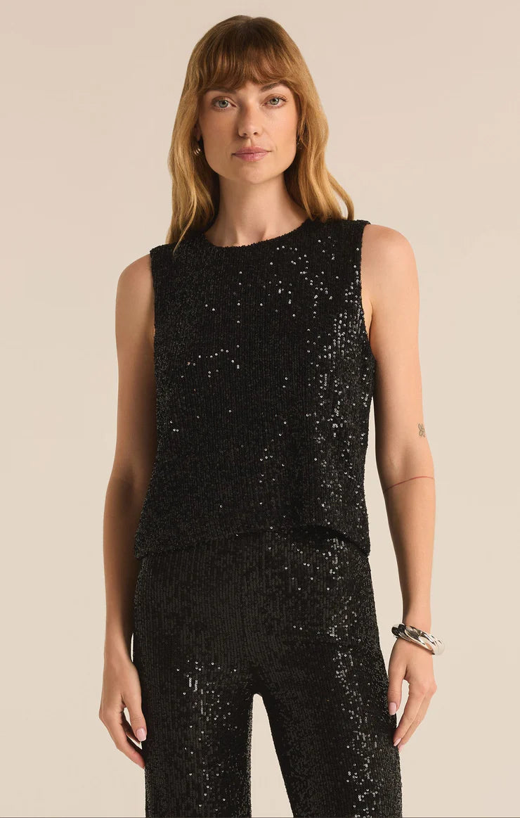 SLOANE SEQUIN TOP IN BLACK
