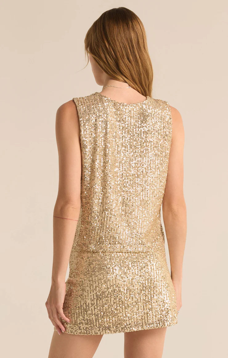 SLOANE SEQUIN TOP IN CHAMPAGNE