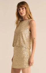 SLOANE SEQUIN TOP IN CHAMPAGNE
