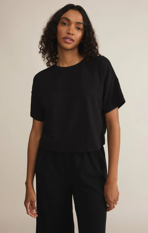 Z SUPPLY SWAY TEXTURED CROPPED TEE IN BLACK