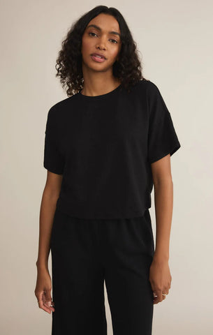 Z SUPPLY SWAY TEXTURED SLUB CROPPED TEE IN PARCHMENT