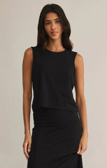 Z SUPPLY SLOANE TEXTURED SLUB TOP IN BLACK