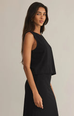Z SUPPLY SLOANE TEXTURED SLUB TOP IN BLACK