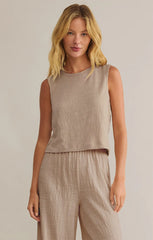 Z SUPPLY SLOANE TEXTURED SLUB TOP IN PARCHMENT